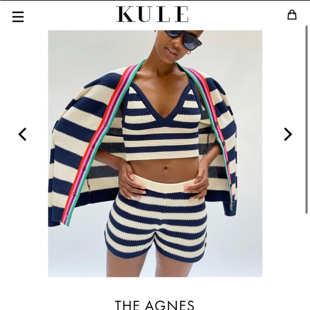 KULE the Agnes Navy Cream Short and Bra Set- Xs & S